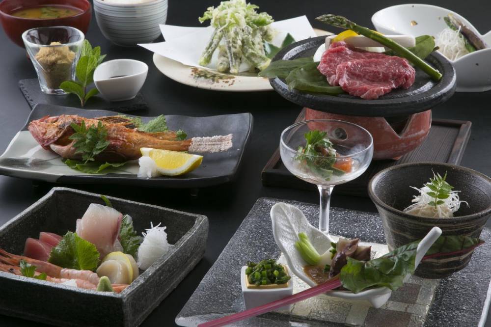 Traditional Japanese Meal at Hakuba Ryokan Accommodation
