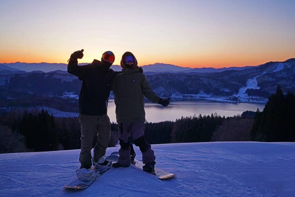 Early Morning Sunrise Skiing at Hakuba Sanosaka